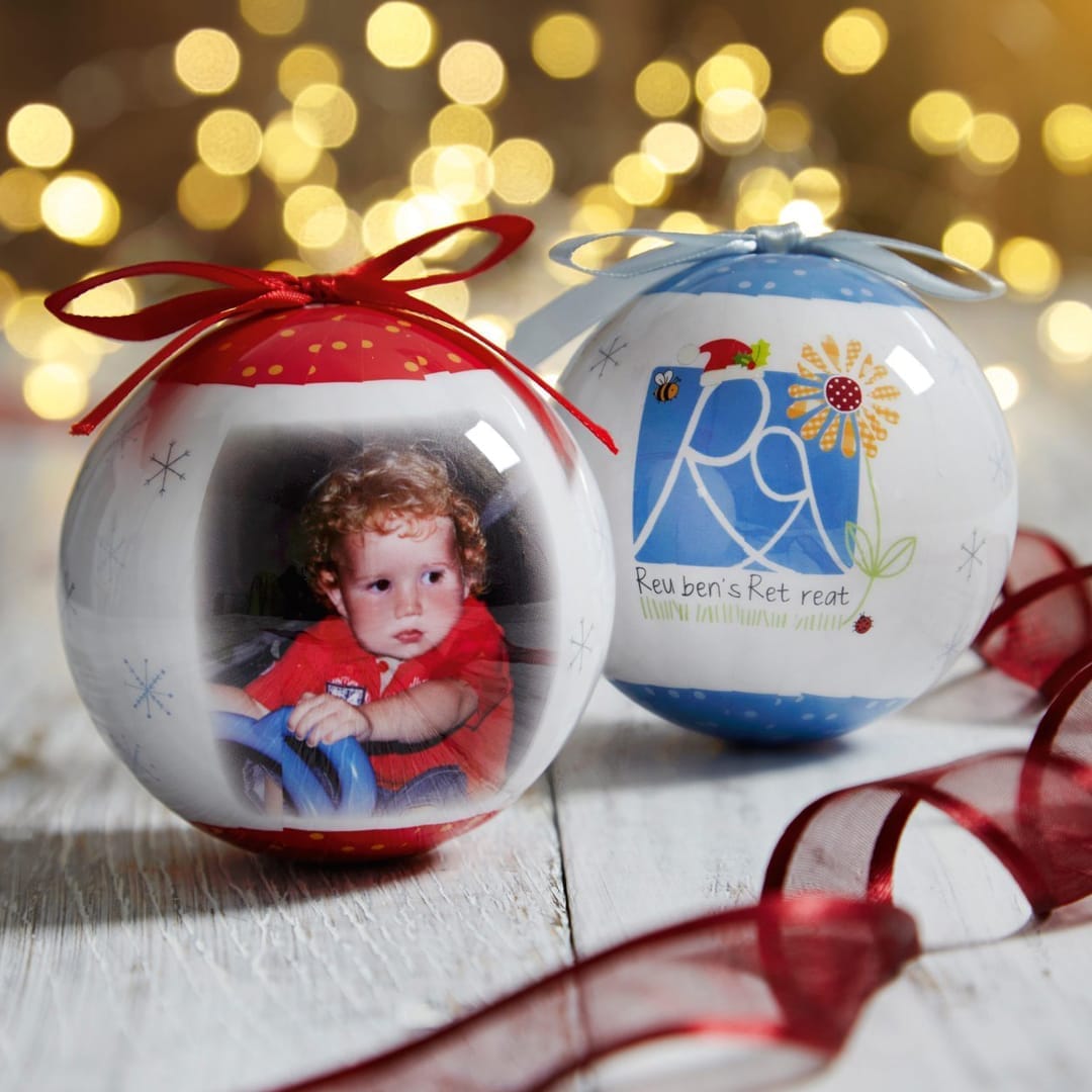 2 Pack Christmas Decoupage Baubles